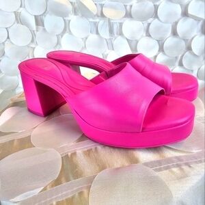 GIANI BINI Pink Leather‎ Platform Slip on Sandals size 5.5